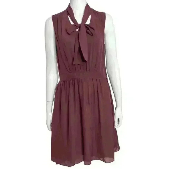 ModCloth Burgundy Neck bow tie Sleeveless Dress Size Large - Picture 11 of 11